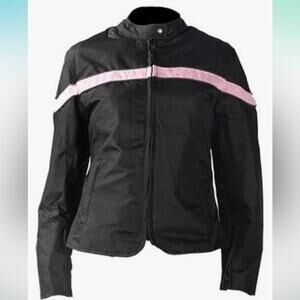 House of leather Biker Gear 
Women's Black and Pink Textile Motorcycle Jacket